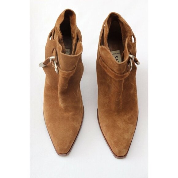 Sartore Women Size 39 Brown Ankle Boot Ankle Strap Suede Pointed Toe Boot $1250 - Picture 4 of 9